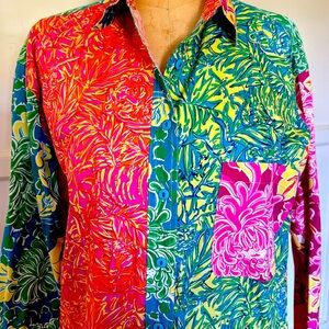 LILLY PULITZER 100% cotton, colorful blouse ladies SMALL size 8 to 10